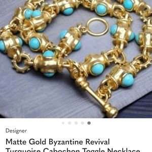 Gold and Turquoise Byzantine Revival Necklace